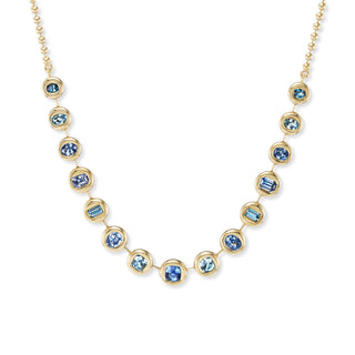 One-of-a-Kind Pillow Necklace with Aquamarine and Sapphires