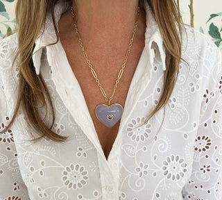 AERIN x Brent Neale : Large Puff Heart Pendant with Green Agate and Green Tourmaline Heart Inset