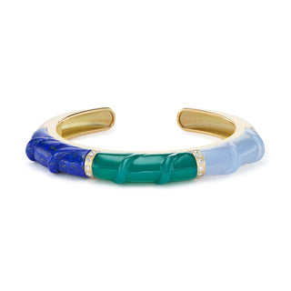 Stone Friendship Cuff with Lapis, Green Agate, and Blue Chalcedony