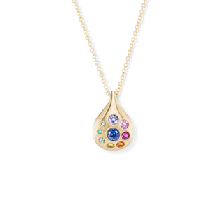 Medium Petal Pendant with Rainbow Sapphires & Emeralds