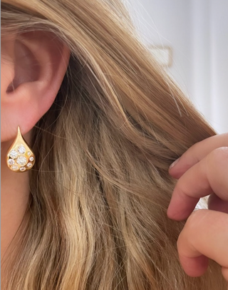 Medium Petal Drop Earrings with Diamonds