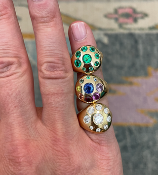 Large Petal Ring with Diamonds