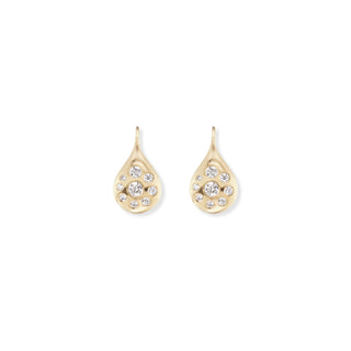 Small Petal Drop Earrings with Diamonds