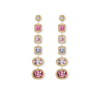 One-of-a-Kind Pillow Drop Earrings with Pink Stones