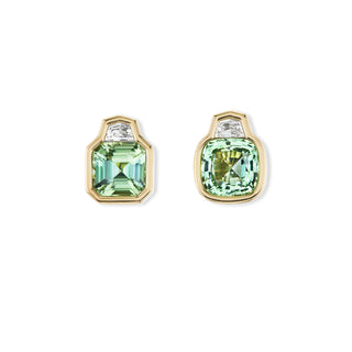 One-of-a-Kind Mismatch Mint Tourmaline & Diamond Earrings