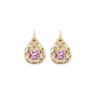 One-of-a-Kind Petal Drop Earrings with Spinel and Champagne Diamonds