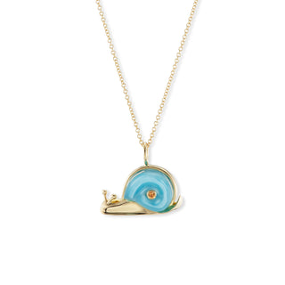 Small Snail Pendant with Larimar Shell