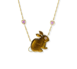 Large Bunny Pendant with Sapphire Hearts