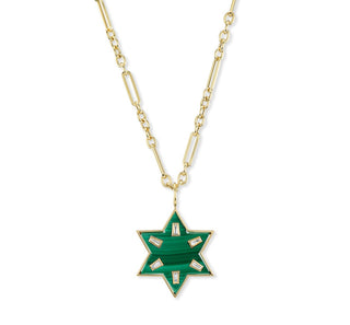Large Star of David Pendant with Diamond Baguettes