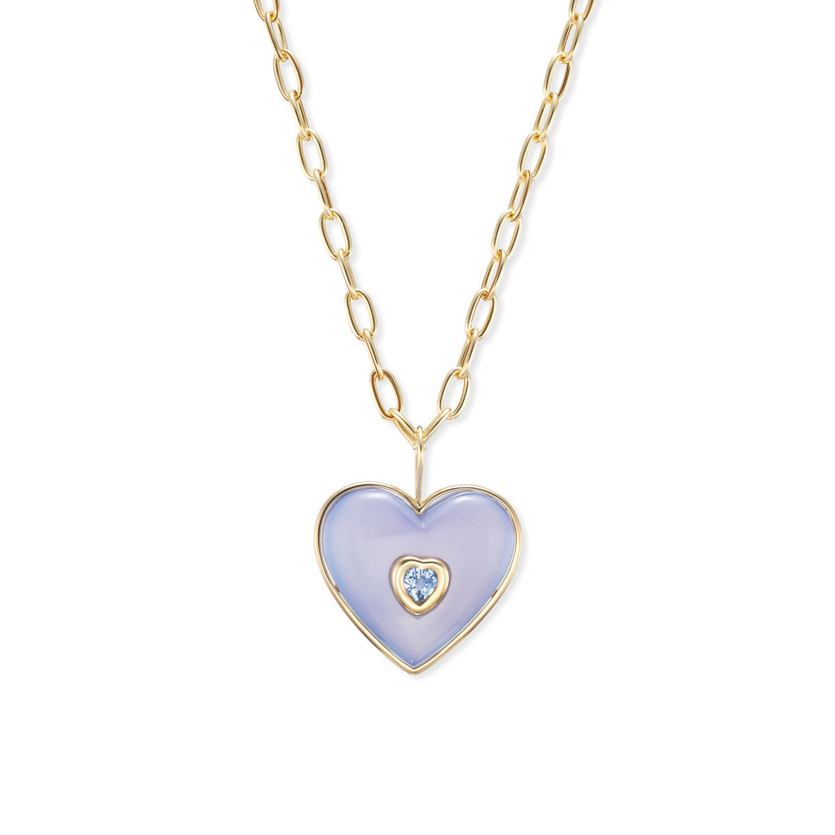 AERIN x Brent Neale : Medium Puff Heart Pendant with White Agate