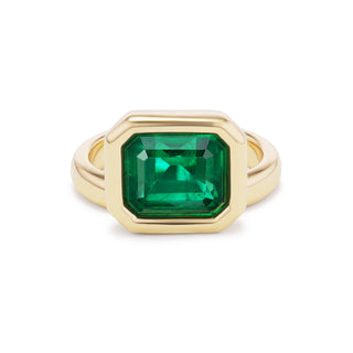 One-of-a-Kind Pillow Ring with Emerald