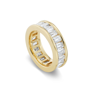 Channel-Set Band with North-South Emerald-Cut Diamonds - 24pts Each