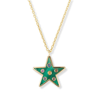 Single Star Inlay Pendant with Multi-Colored Sapphires