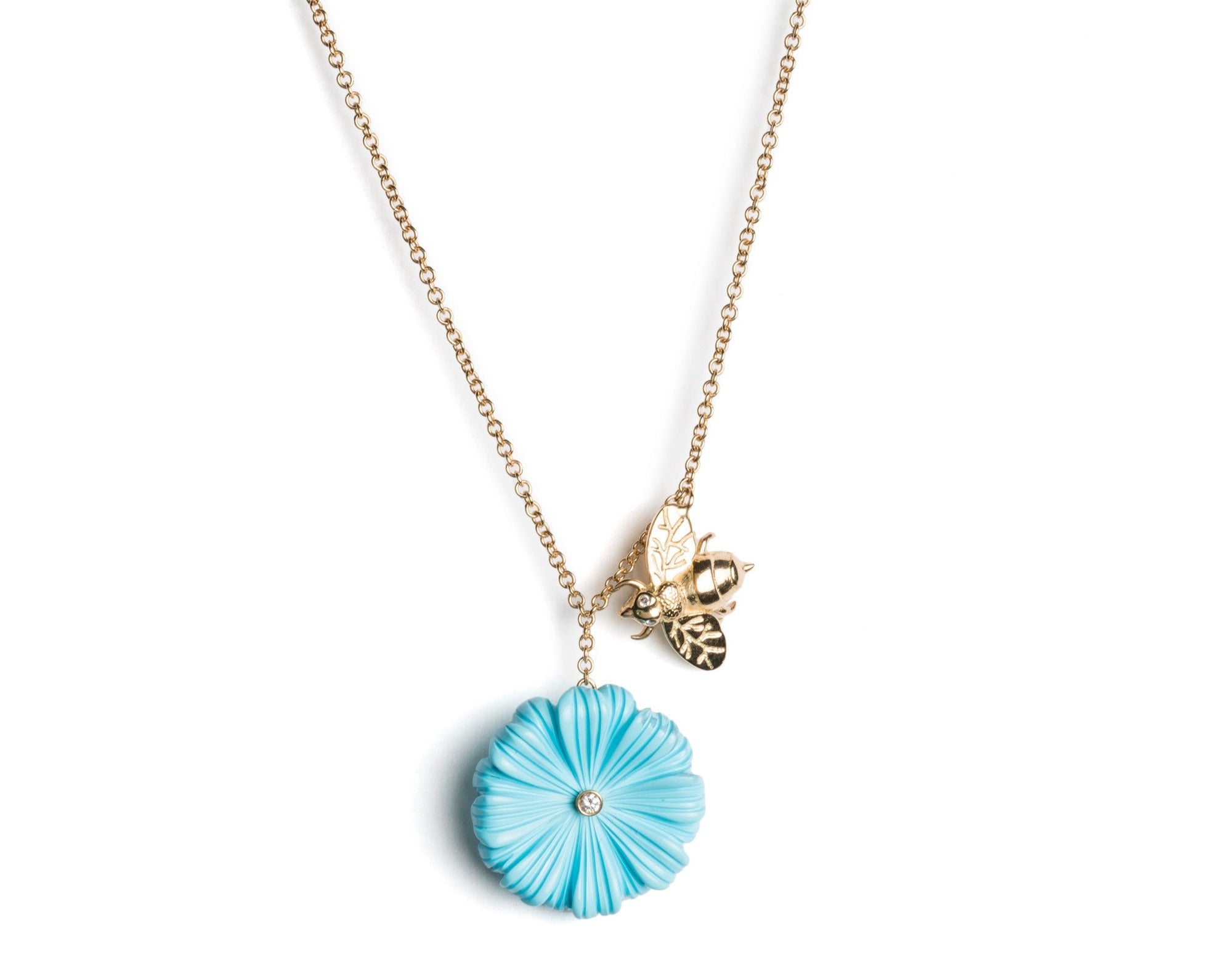 Charm Necklace with Wildflower & Bee – Brent Neale