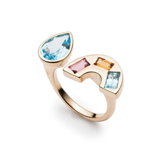 Double Sided Ring with Rainbow & Raindrop