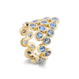 Pyramid Ring with Light Blue Sapphires