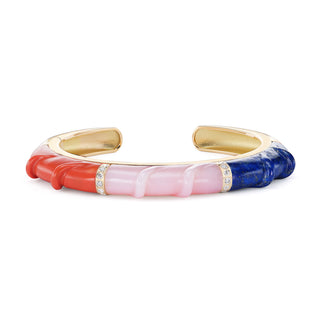 Stone Friendship Cuff with Coral, Pink Opal, and Lapis