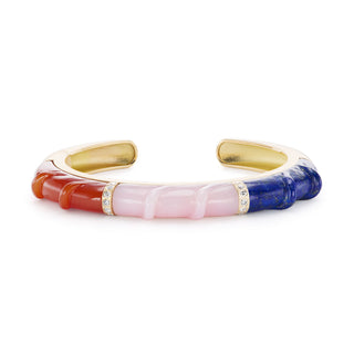 Stone Friendship Cuff with Carnelian, Pink Opal, and Lapis