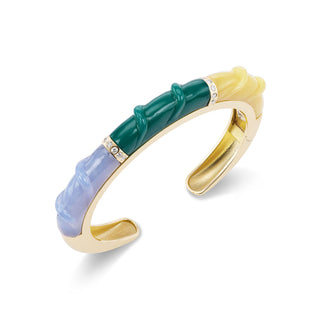 Stone Friendship Cuff with Blue Chalcedony, Green Agate, and Yellow Chalcedony