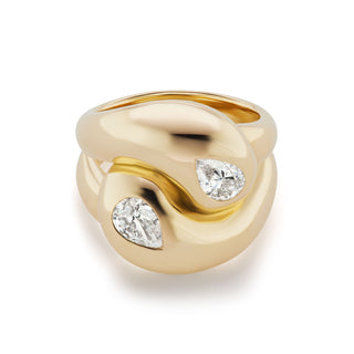 Knot Ring with 2 Diamond Pears