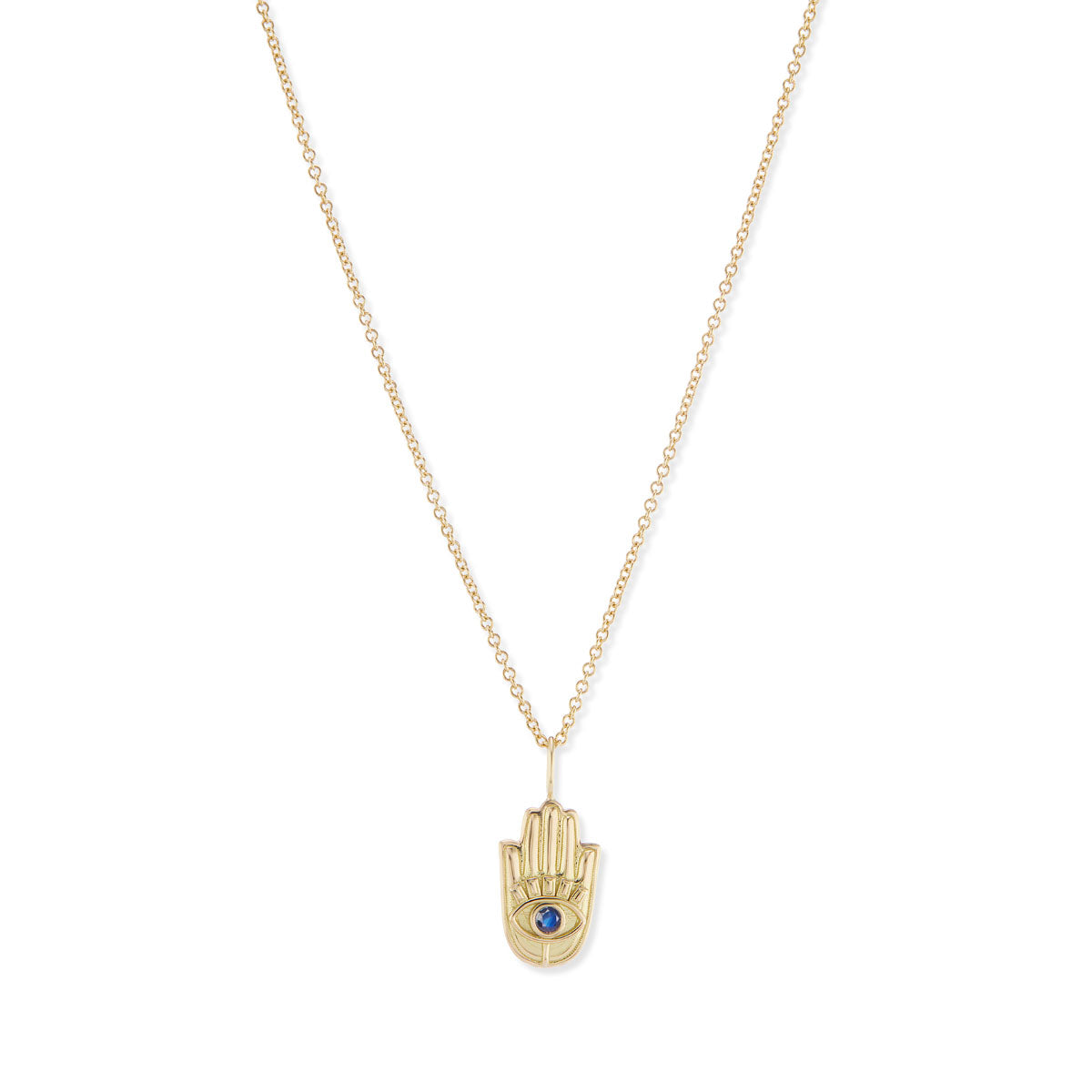 もりもり - YON Hamsa K10YG ネックレス48cm Mini Gold Hamsa Pendant with Blue Sapphire Eye – Brent Neale