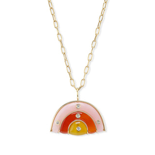 Medium Marianne Pendant with Pink Opal, Carnelian, and Yellow Chalcedony