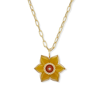 Daffodil Pendant with Yellow Chalcedony