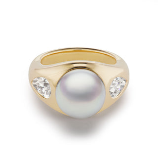 One-of-a-Kind BNS Ring with Pearl & Diamond