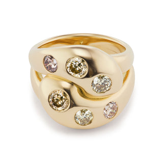 Knot Ring with 6 Round Champagne Diamonds