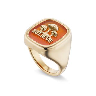 Believe Signet with Carnelian
