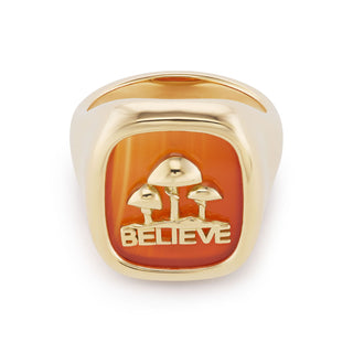Believe Signet with Carnelian