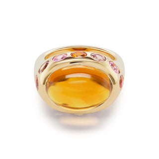 One-of-a-Kind Crown Ring with Citrine and Multi-Colored Sapphires