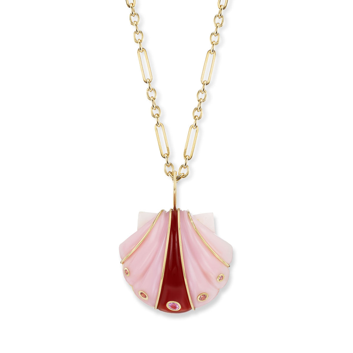 Large Stone Shell Pendant with Pink Opal & Carnelian – Brent Neale