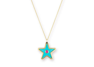 Star Inlay Pendant with Sapphire Inset