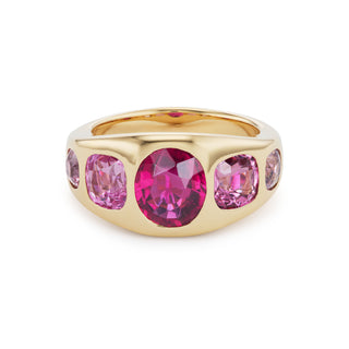 One-of-a-Kind Five-Stone BNS Ring with Oval Pink Tourmaline