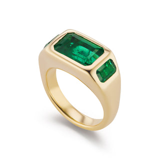 One-of-a-Kind BNS Ring with Emerald-Cut Emeralds