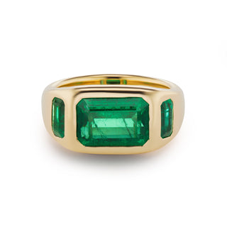 One-of-a-Kind BNS Ring with Emerald-Cut Emeralds