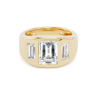 One-of-a-Kind BNS Ring with Emerald-Cut Diamond Center and Baguette Sides