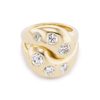 Knot Ring with 6 Diamond Rounds