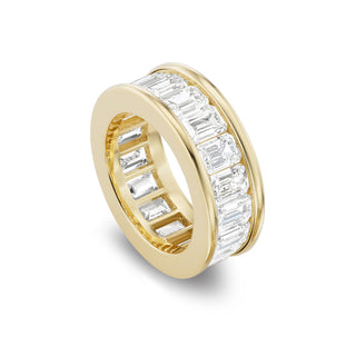 Channel-Set Band with North-South Emerald-Cut Diamonds - 30pts Each