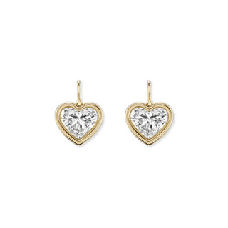One-of-a-Kind Pillow Drop Earrings with White Diamond Hearts