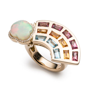 Medium Rainbow Ring with Opal