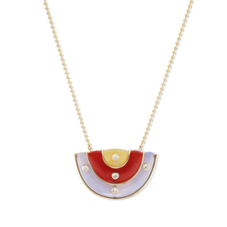 Medium Marianne Pendant with Blue Chalcedony, Carnelian, and Yellow Opal