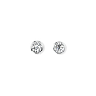 White Gold Pillow Studs with 0.50ct Diamond Rounds