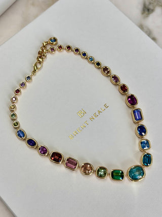 One-of-a-Kind Pillow Necklace with Rainbow Gemstones
