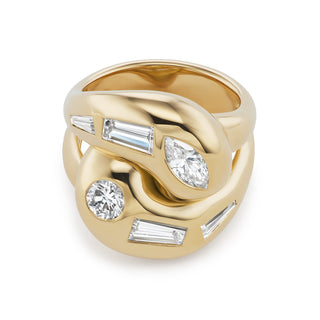 Knot Ring with Mixed-Shape Diamonds