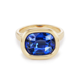 One-of-a-Kind Pillow Ring with Oval Sapphire
