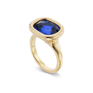 One-of-a-Kind Pillow Ring with Oval Sapphire