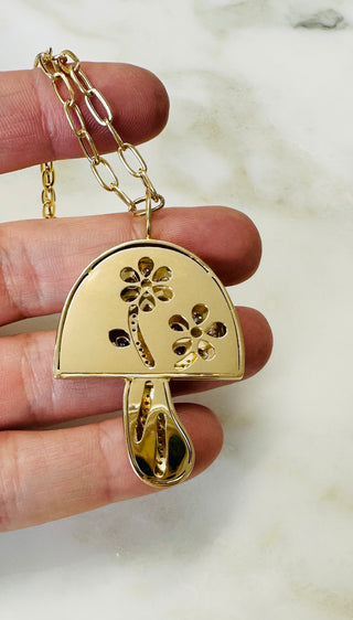 Large All Gold Mushroom with Two Diamond Daisies