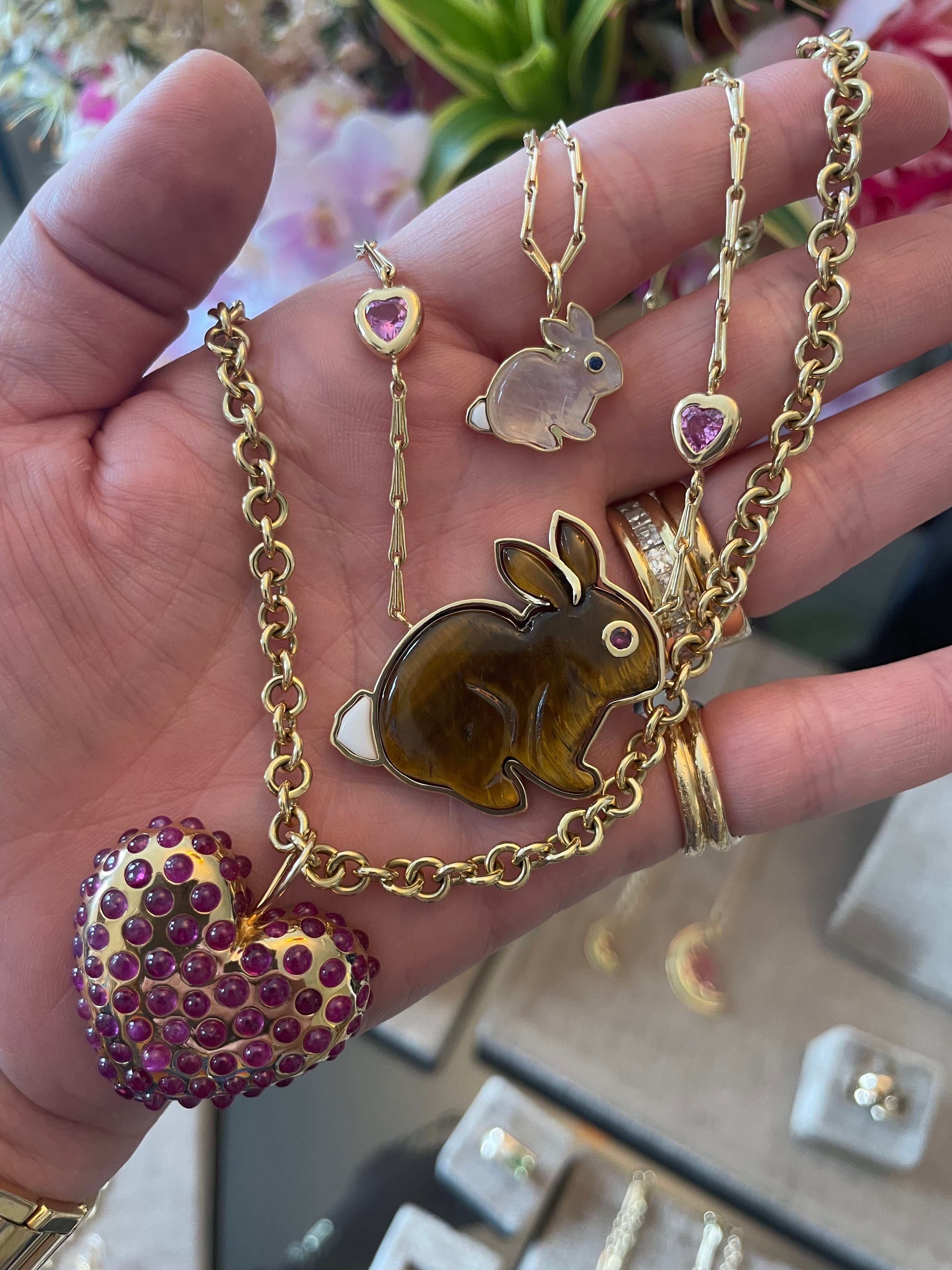 Small Bunny Pendant with Pink Opal – Brent Neale
